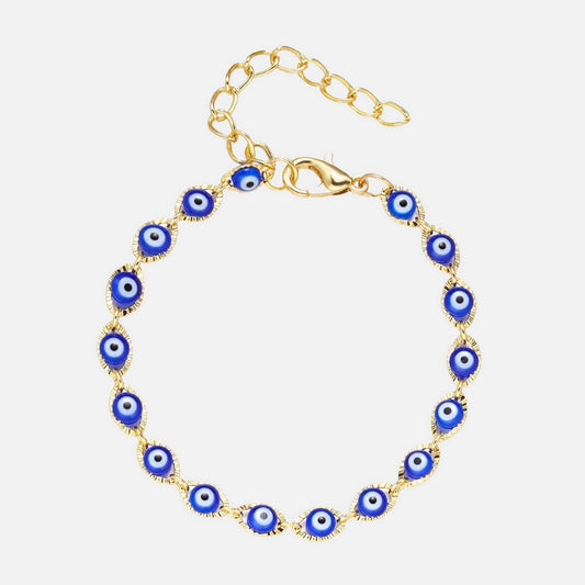 Bracelet Oeil Bleu Maille Doré