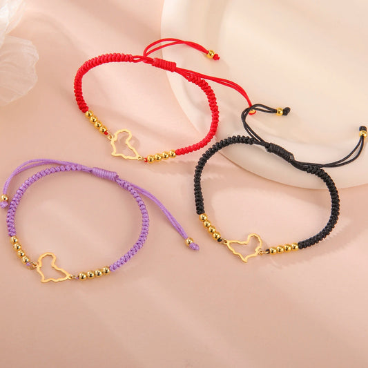 Bracelet Africain Femme Cordon Tressé Et Acier Inoxydable