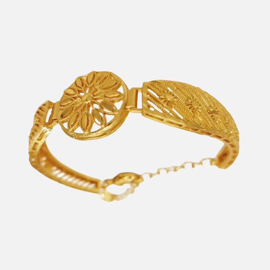 Bracelet Africain Femme Doré Fleur Sculptée