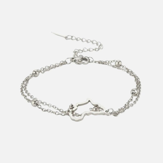 Bracelet Africain Femme Double Chaine Acier Inoxydable