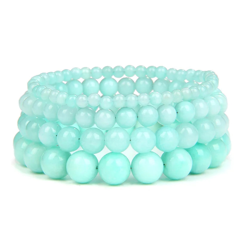 Bracelet Amazonite Lot de 4 sur fond blanc