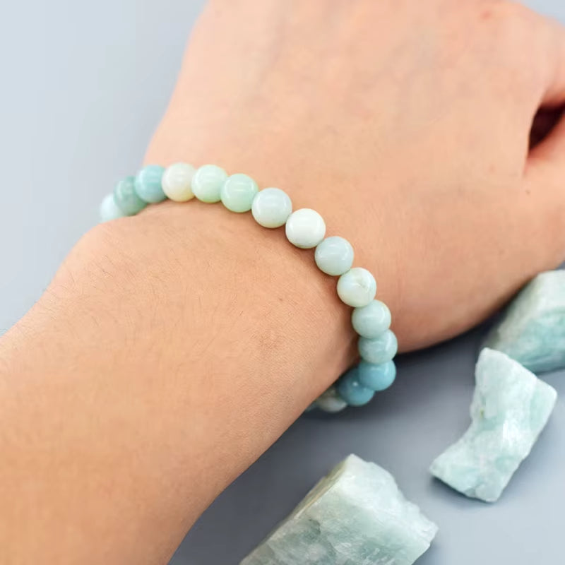 Bracelet Amazonite à Perles Rondes