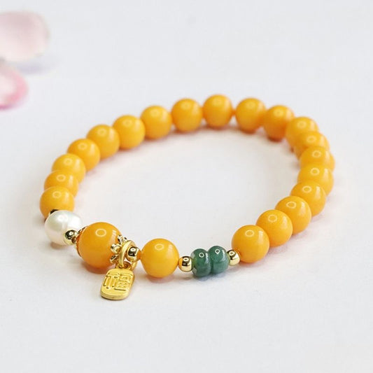 Bracelet Ambre Femme Détails Porte-Bonheur