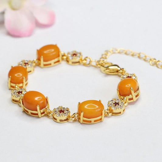 Bracelet Ambre Femme Éclat Doré