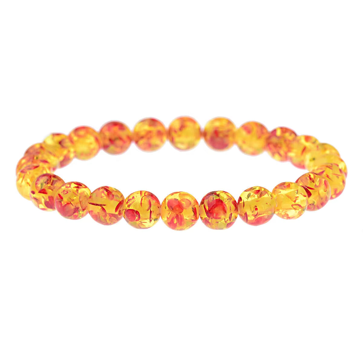 Bracelet Ambre à Perles Rondes sur fond blanc