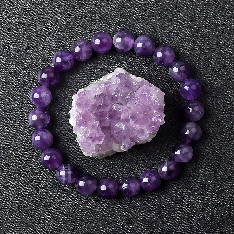 Bracelet Améthyste Naturel sur fond gris