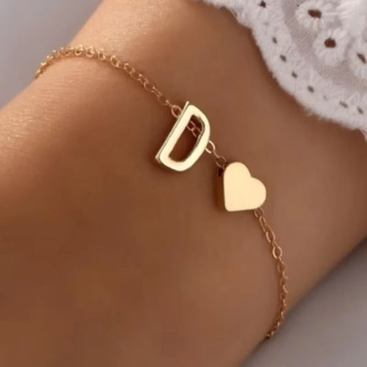 Bracelet Amitié Initiale à Chaine Dorée Fine
