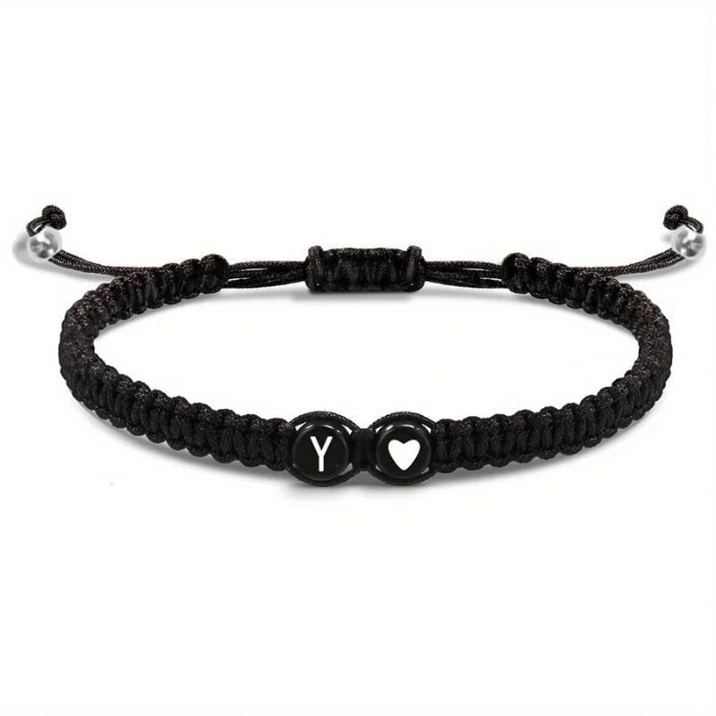 Bracelet Amitié Initiale Tressé Noir