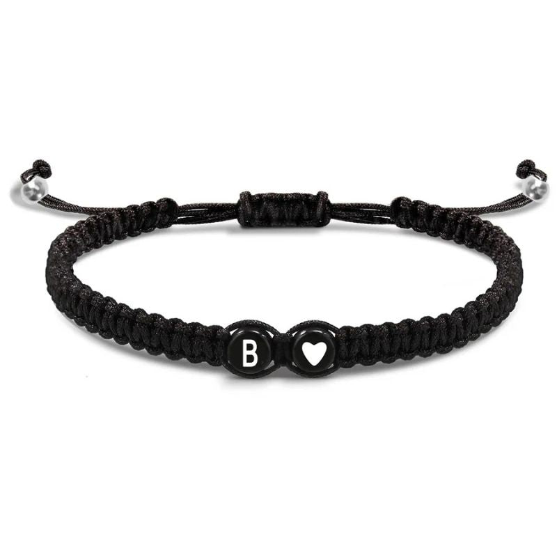 Bracelet Amitié Initiale Tressé Noir