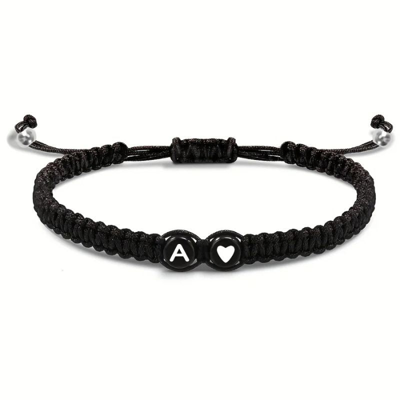 Bracelet Amitié Initiale Tressé Noir