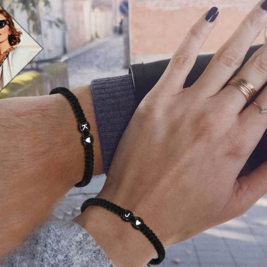 Bracelet Amitié Initiale Tressé Noir