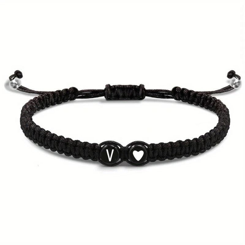Bracelet Amitié Initiale Tressé Noir