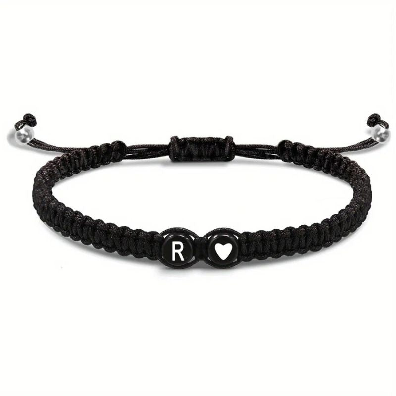 Bracelet Amitié Initiale Tressé Noir