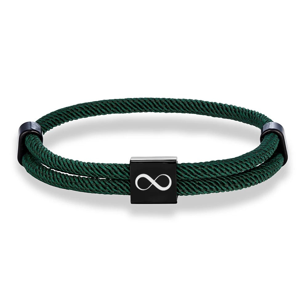 Bracelet Amour Homme Corde Nautique Réglable et Acier Inoxydable