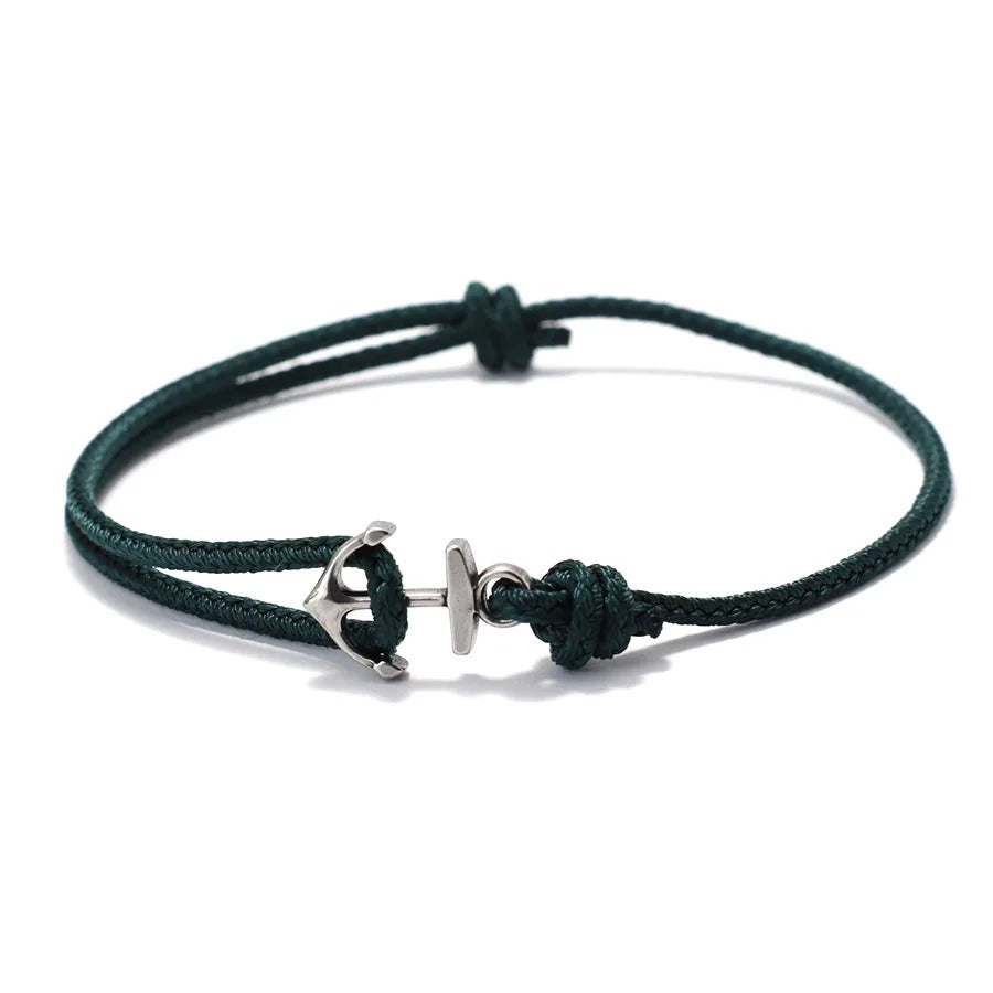 Bracelet Ancre Femme Réglable Corde Et Acier Inoxydable