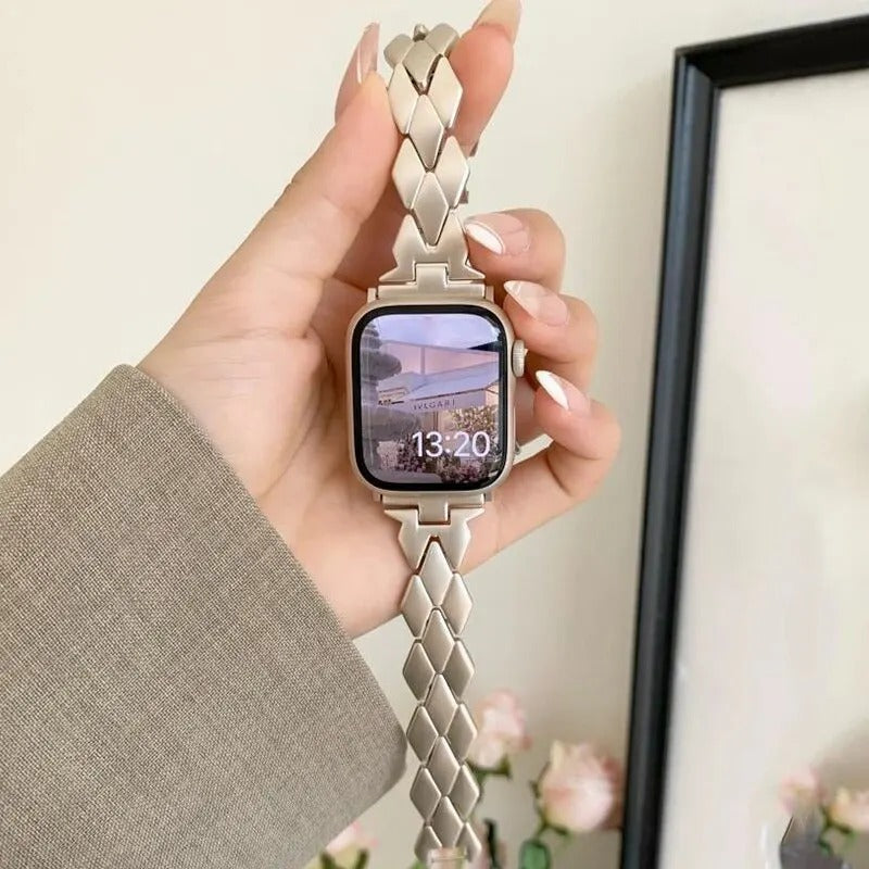 Bracelet Apple Watch Femme Géométrique Chic – Acier Inoxydable