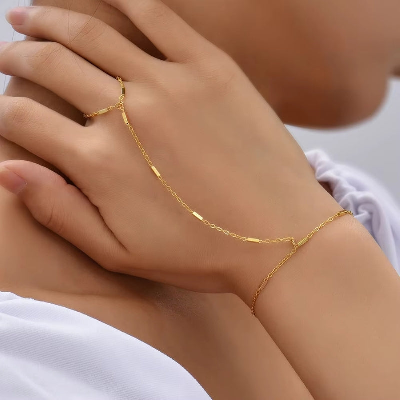 Bracelet Bague Doré Fin à Maillon