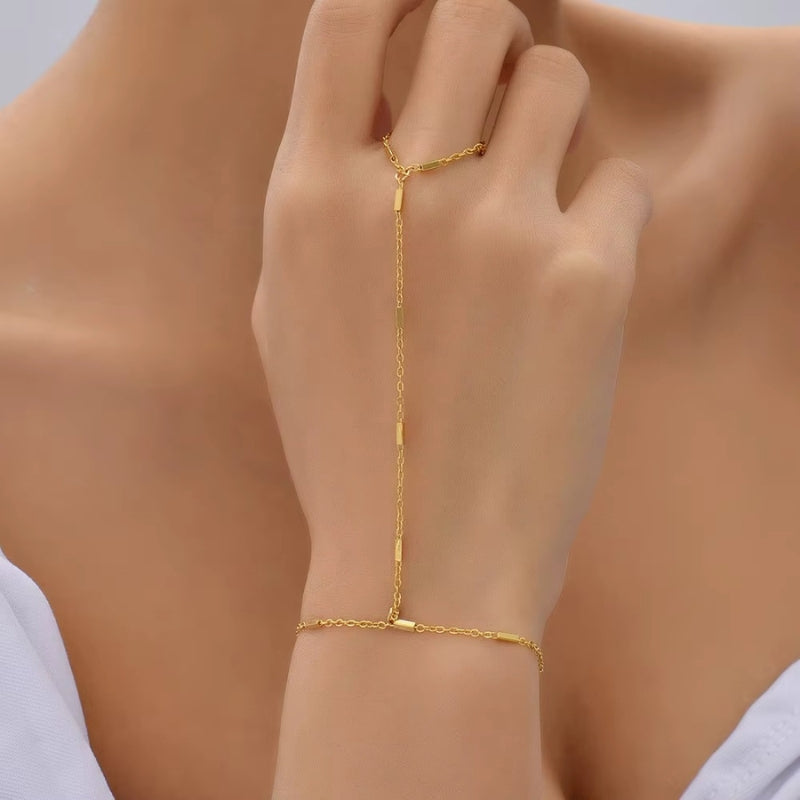 Bracelet Bague Doré Fin à Maillon