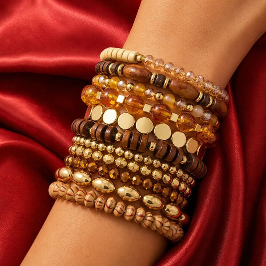 Bracelet Bois Femme Perles Boisées Multirang