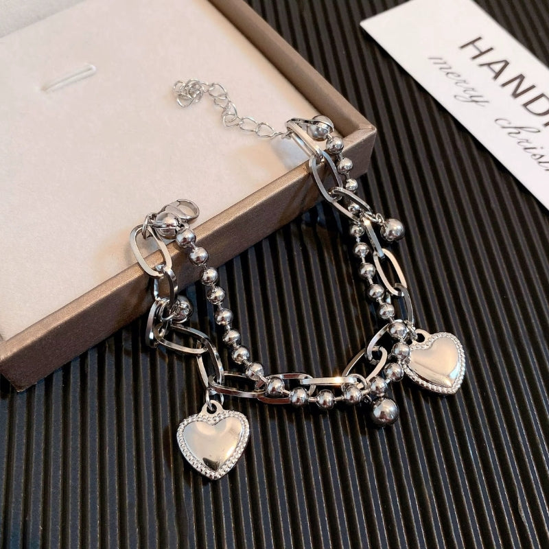Bracelet Breloque en Acier Inoxydable Argenté