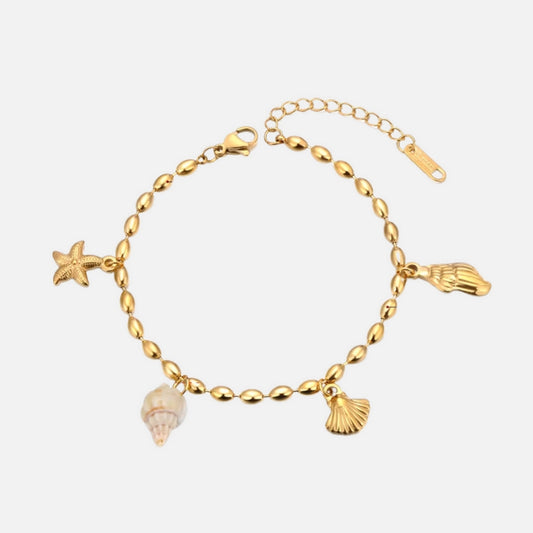 Bracelet Breloque en Acier Inoxydable Coquillages de Mer