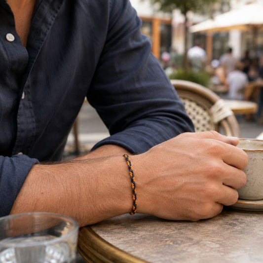 Bracelet Brésilien Homme Tressé Orange Bleu