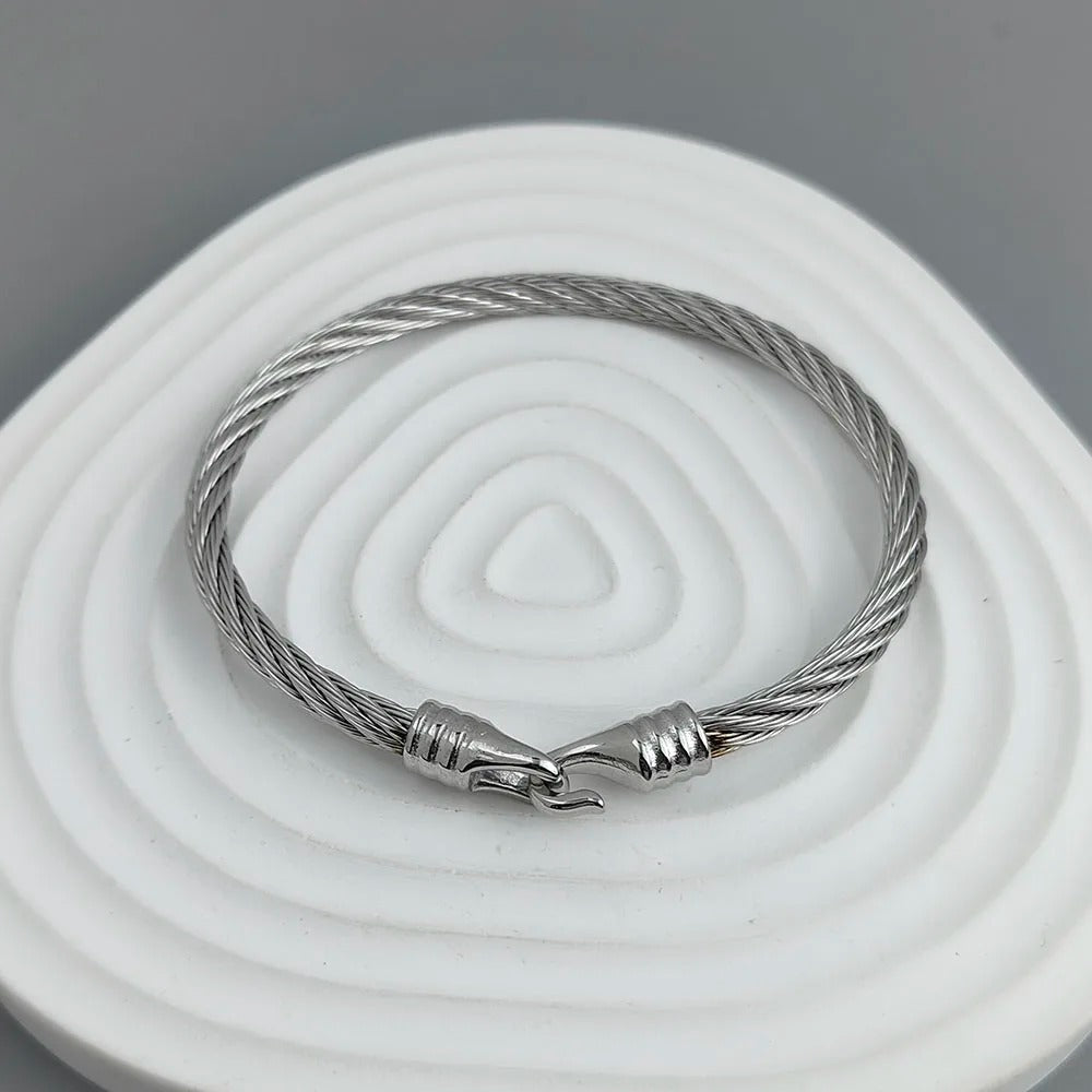 Bracelet Câble Homme Fermoir Crochet – Acier Inoxydable