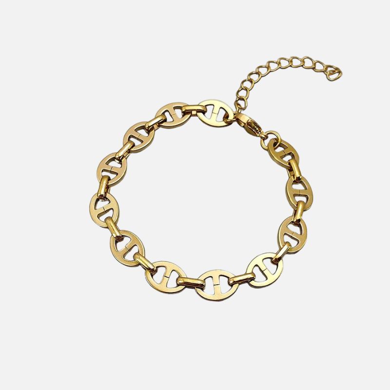 Bracelet Chaine Ancre Femme Maille Grain De Café - Acier Inoxydable