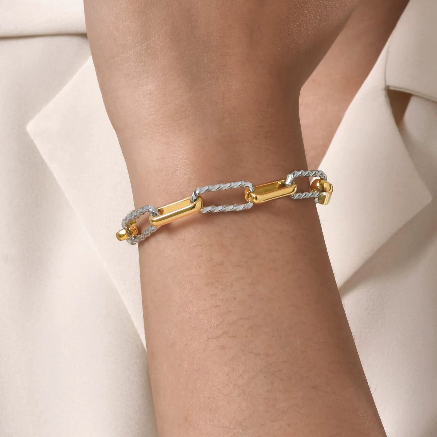 Bracelet Chaine Femme Bicolore