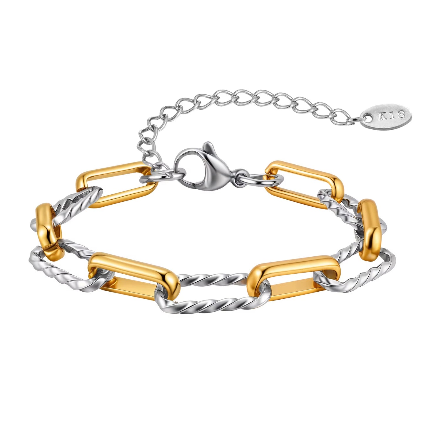 Bracelet Chaine Femme Bicolore sur fond blanc