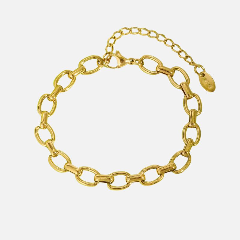 Bracelet Chaine Femme Doré en Acier Inoxydable