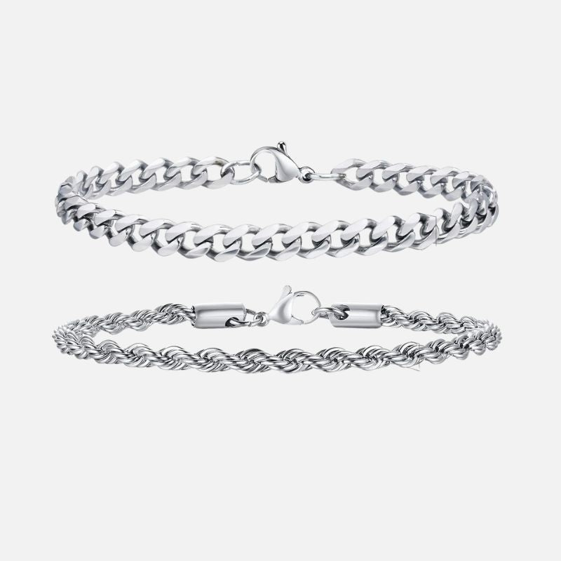 Bracelet Chaine Homme Duo Acier Inoxydable