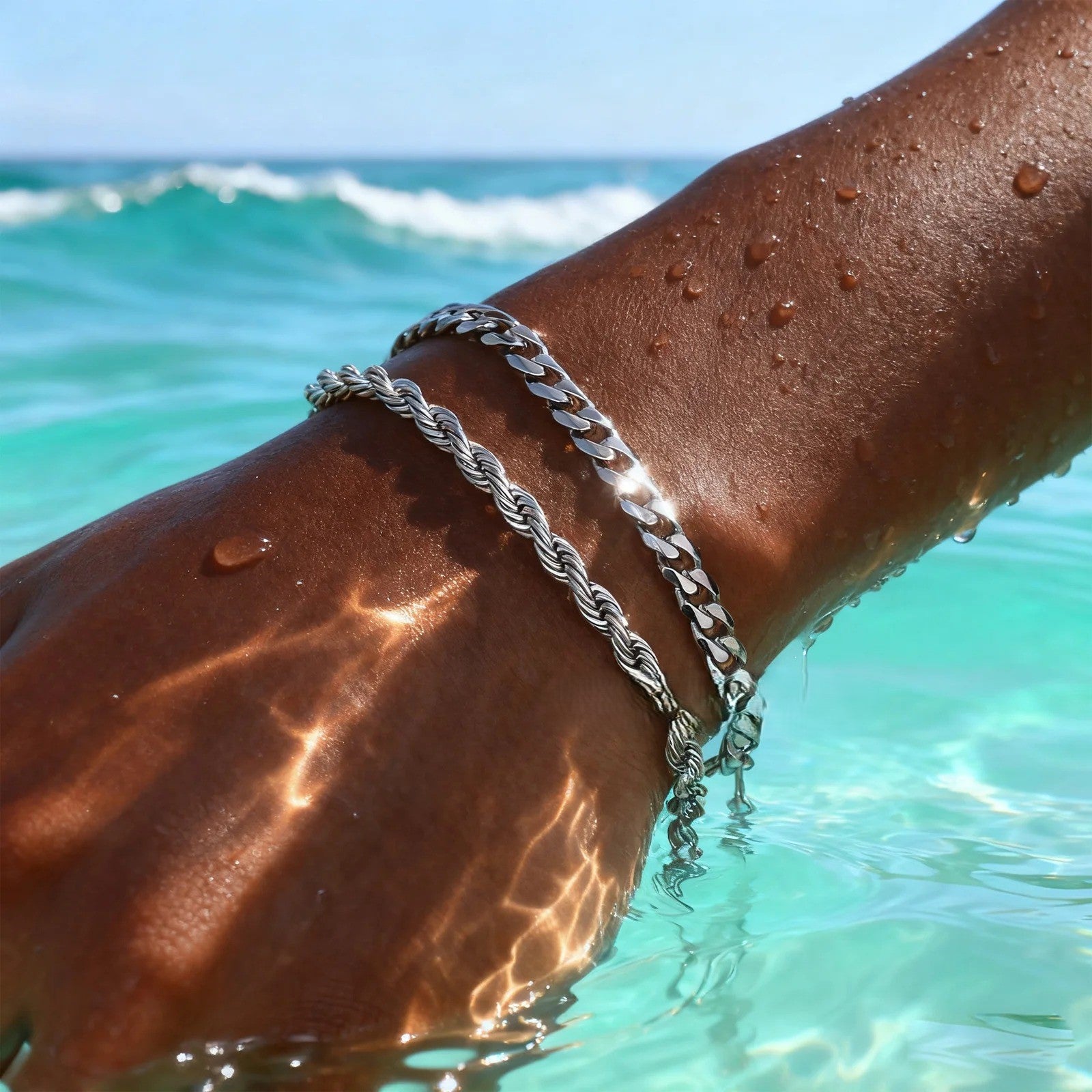 Bracelet Chaine Homme Duo Acier Inoxydable