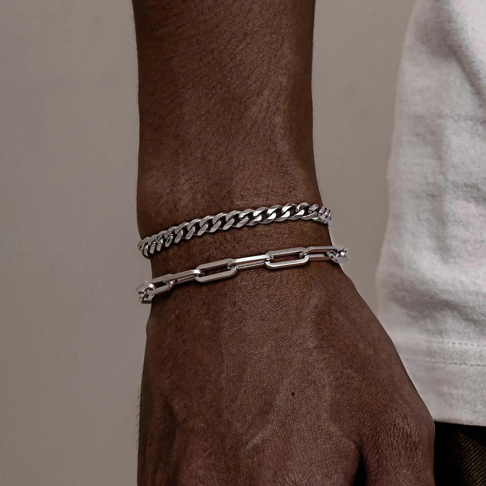 Bracelet Chaine Homme Duo Mixtes Acier Inoxydable