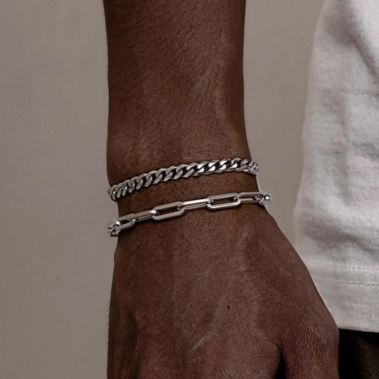 Bracelet Chaine Homme Duo Mixtes Acier Inoxydable