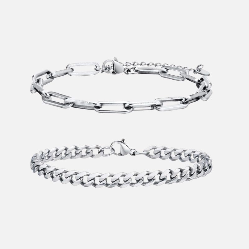 Bracelet Chaine Homme Duo Mixtes Acier Inoxydable