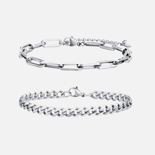 Bracelet Chaine Homme Duo Mixtes Acier Inoxydable