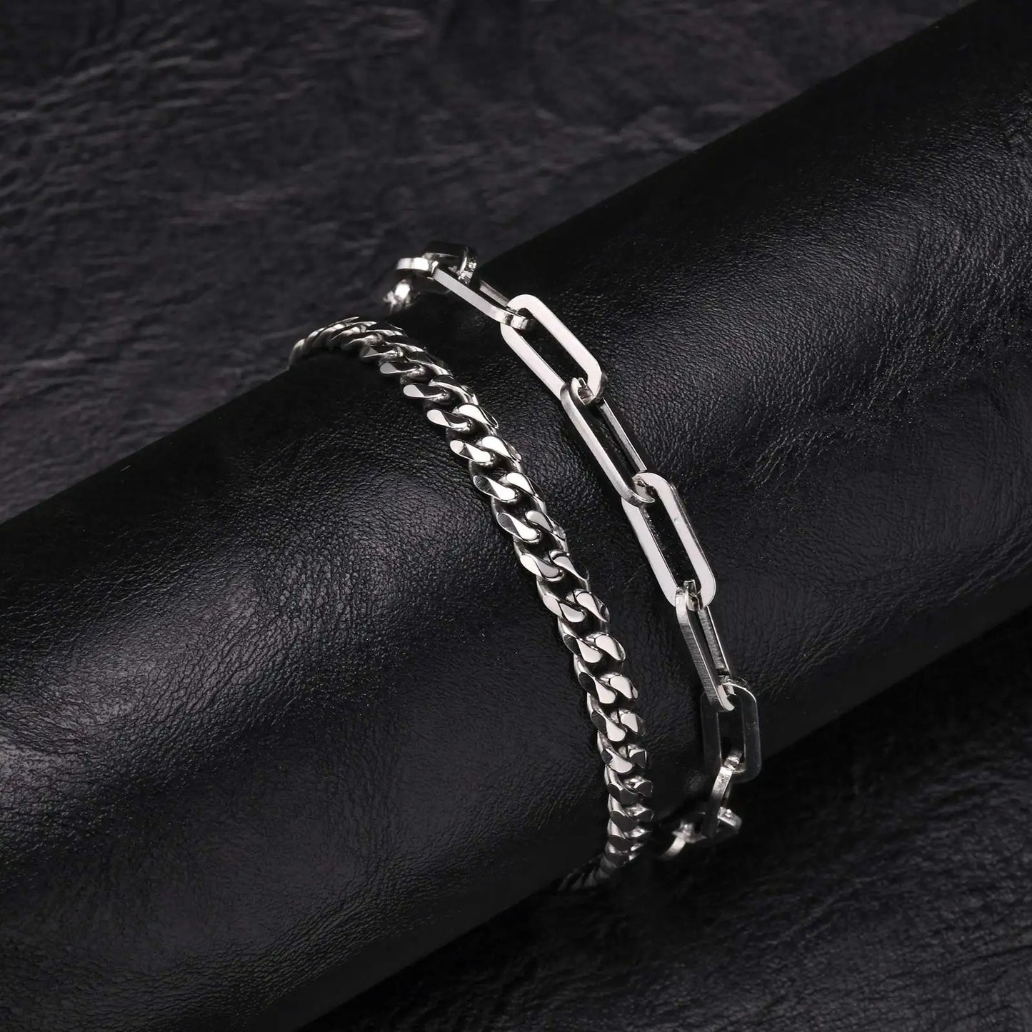 Bracelet Chaine Homme Duo Mixtes Acier Inoxydable