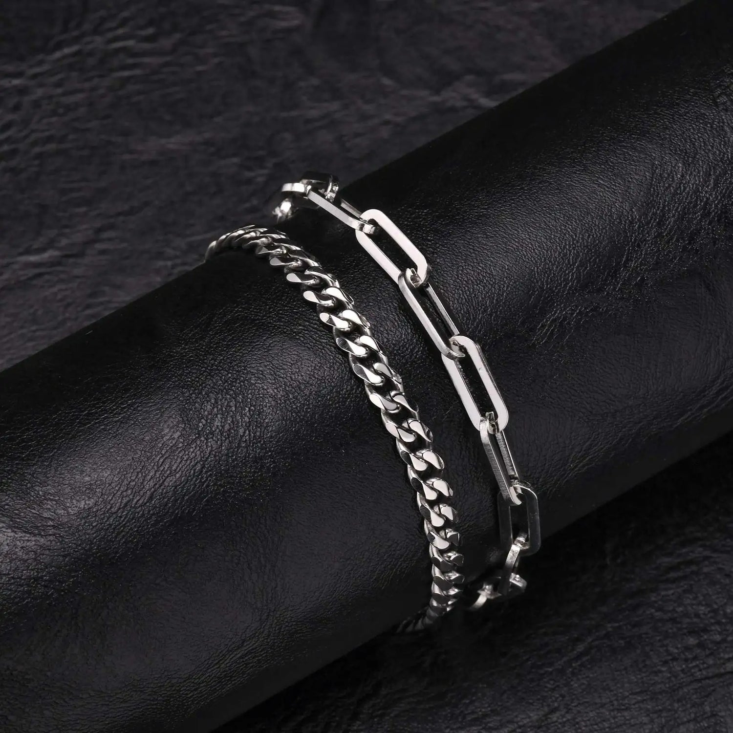 Bracelet Chaine Homme Duo Mixtes Acier Inoxydable
