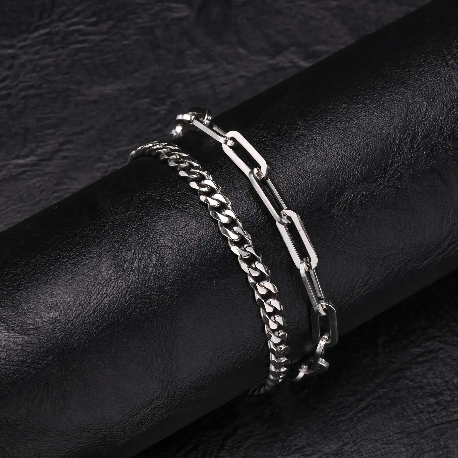 Bracelet Chaine Homme Duo Mixtes Acier Inoxydable