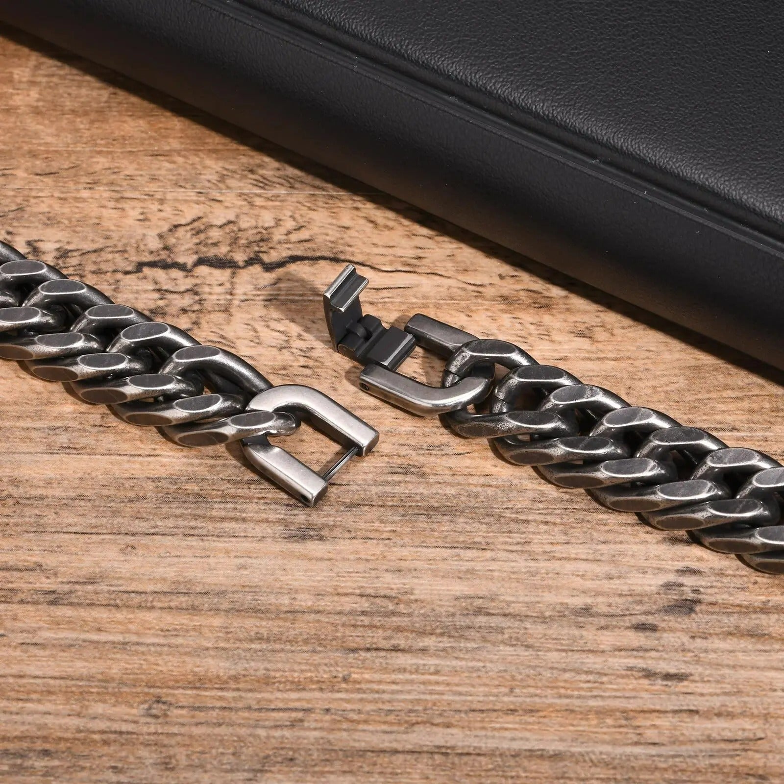 Bracelet Chaine Homme Noir Rock Acier Inoxydable