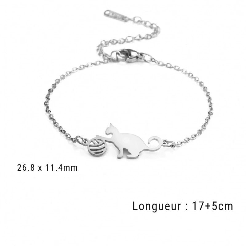 Bracelet Chat en Acier Inoxydable Joueur