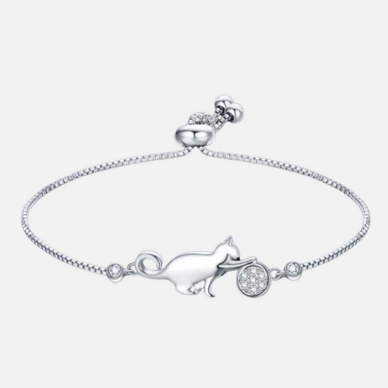 Bracelet Chat en Acier Inoxydable et Zircon