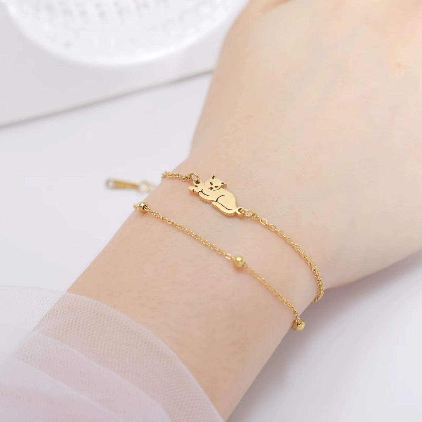Bracelet Chat en Acier Inoxydable