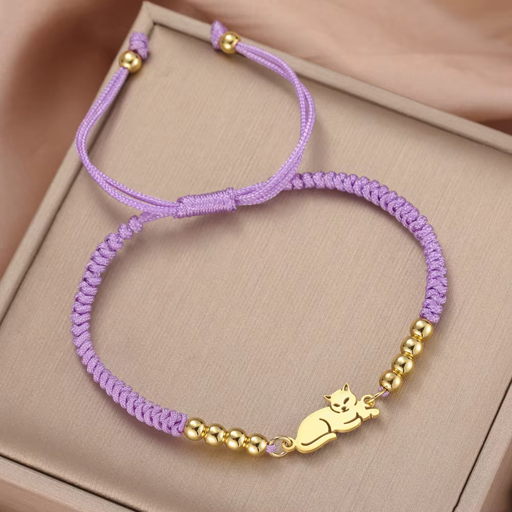 Bracelet Chat Tressé et Coloré