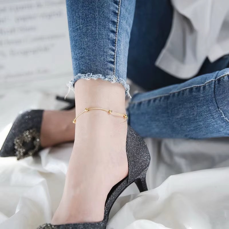 Bracelet Cheville Femme Chic en Acier Inoxydable