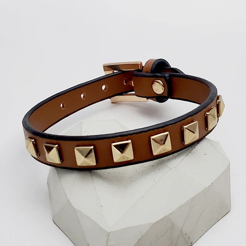 Bracelet Clou Homme Similicuir Réglable