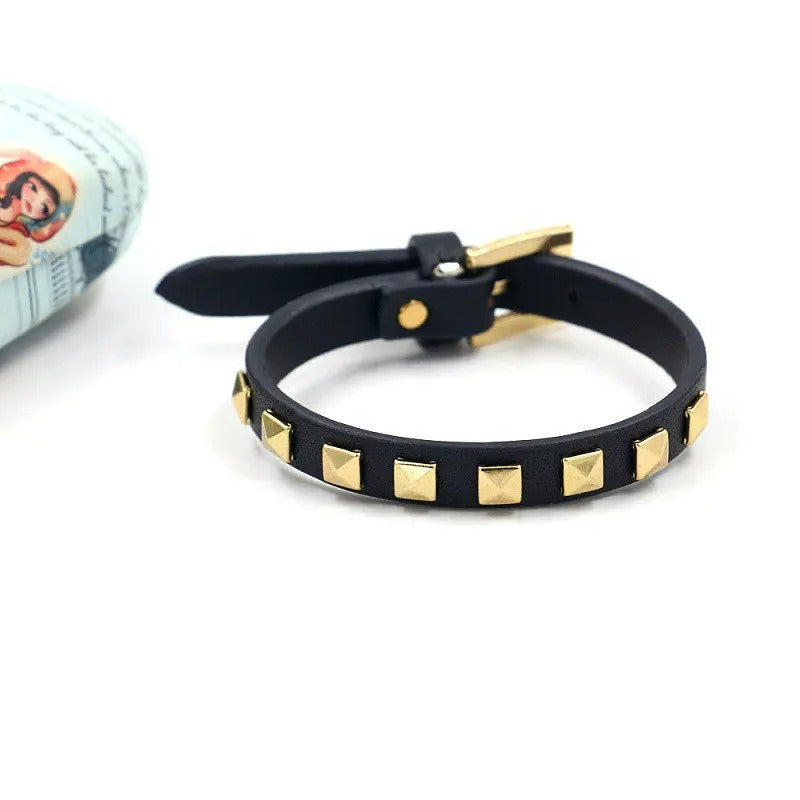 Bracelet Clou Homme Similicuir Réglable