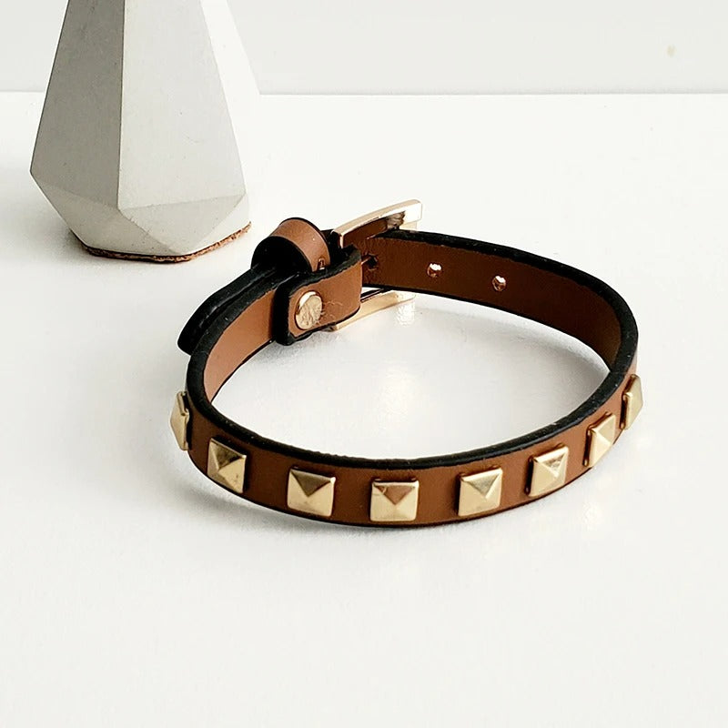 Bracelet Clou Homme Similicuir Réglable