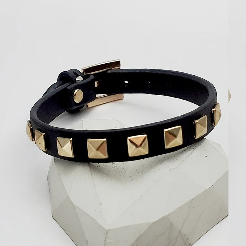Bracelet Clou Homme Similicuir Réglable